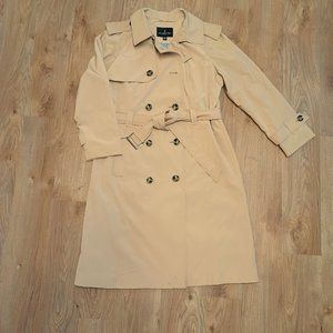 London Fog Trench Coat, Double Breasted, 3/4 length - Tan, Size XL